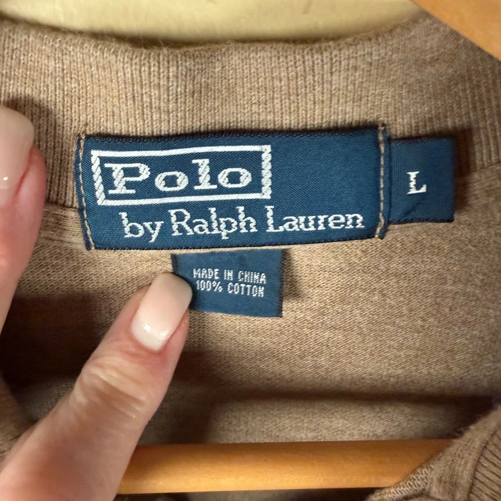 Polo Ralph Lauren Polo Shirt Mens L Tan Heathered Short Sleeve Pique Preppy Golf